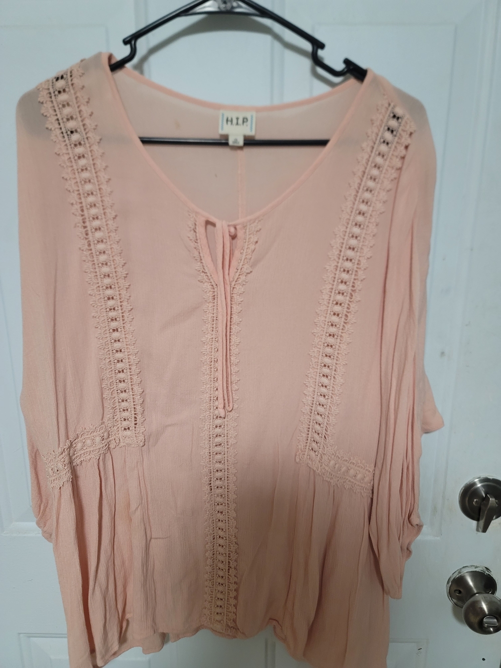 h.i.p. Peach Crochet-Trim Peasant Tunic